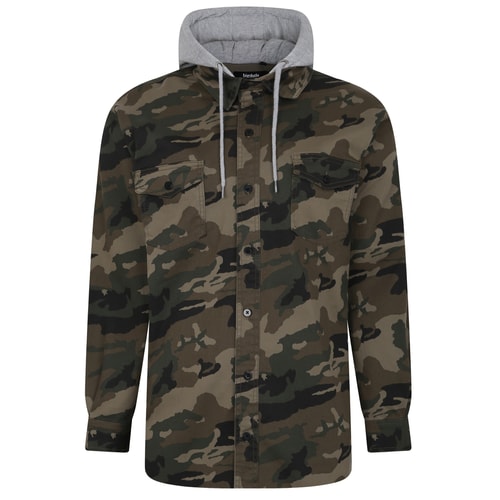 Bigdude Long Sleeve Camo Shirt With Hood Khaki